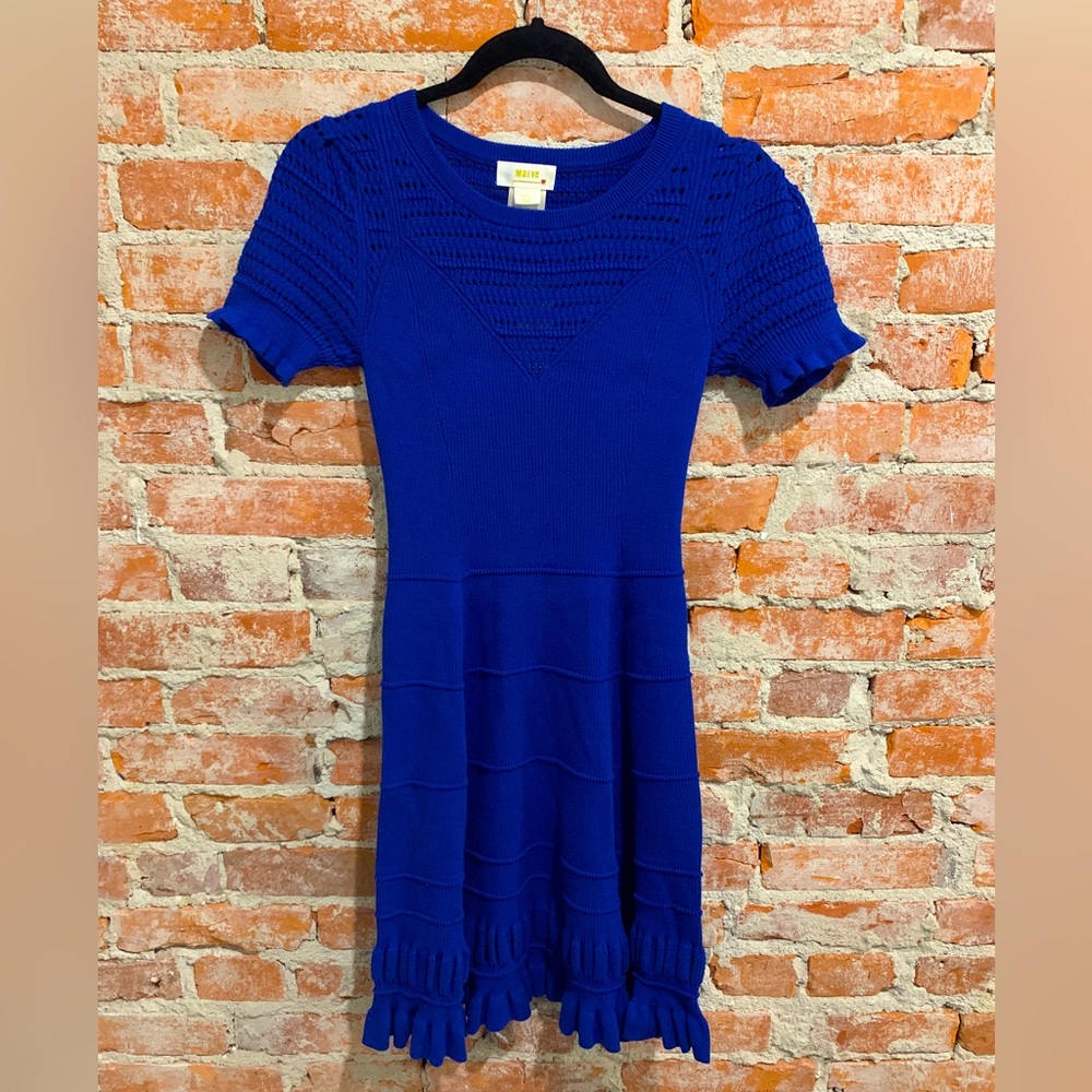 Anthropologie Maeve Cobalt Blue Sweater Dress Small NWT